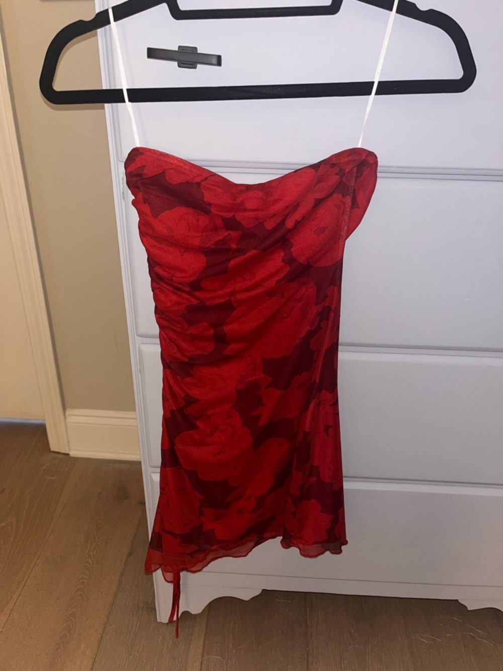 Princess Polly Red Floral Strapless Slip Dress